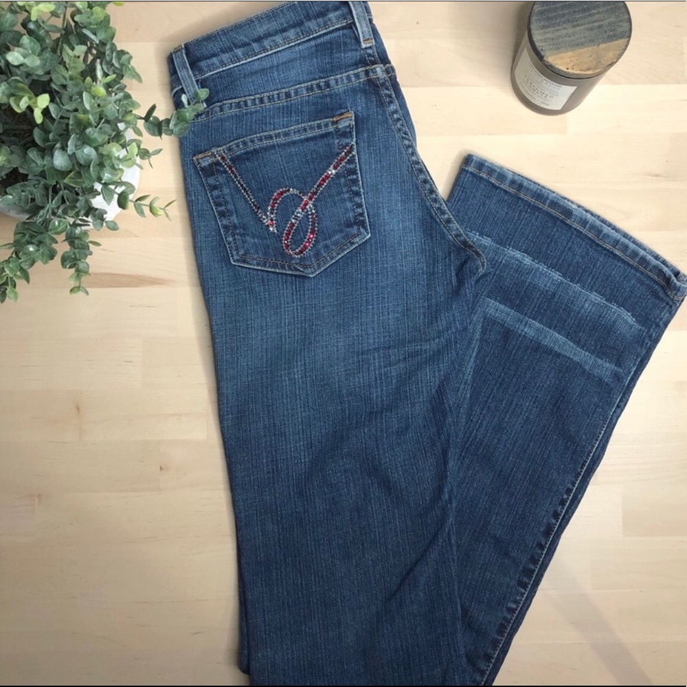 Y2K Bebe Limited Edition Red Rhinestone Jeans